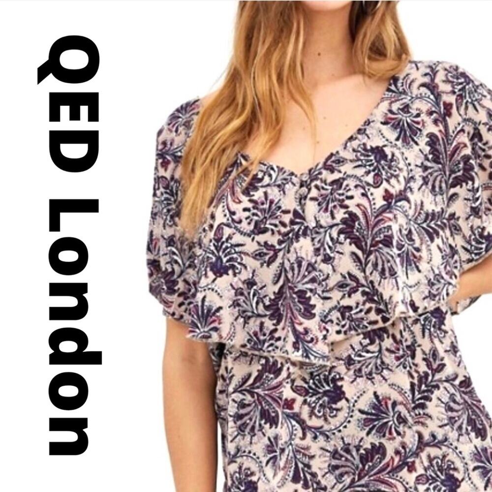 Beautiful QED London Floral Top with Frill Overlay